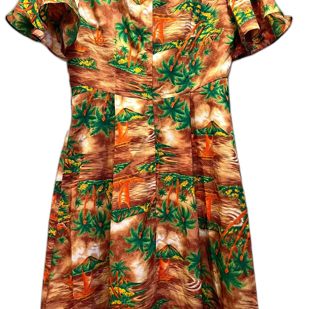 Royal Hawaiian Vintage Womens Aloha Landscape 1970s Maxi Dress EUC - Picture 10 of 12